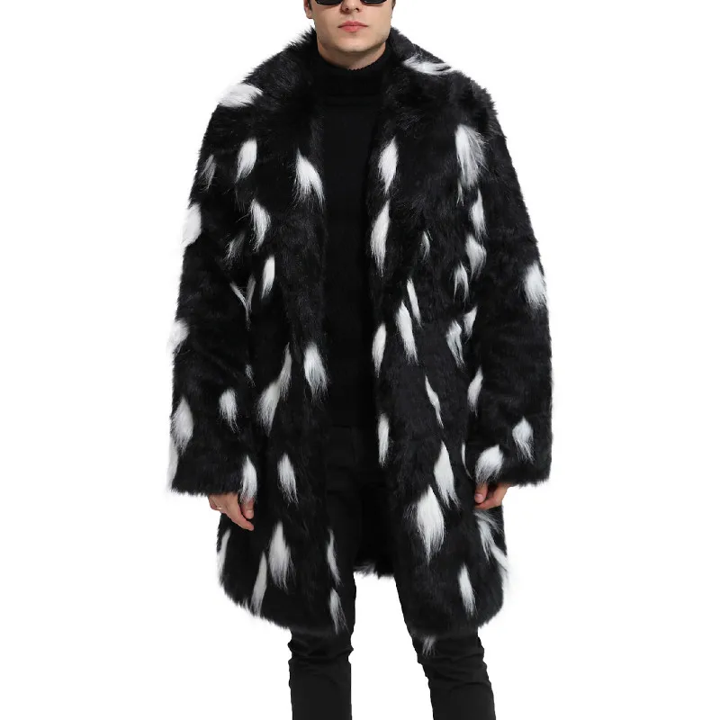 

Fashion Splice Fur Coat Coat Men Loose Long Cardigan Faux Fur Coat Mens Luxurious Casual Warm Outwear Plus Size Winter Coat Man