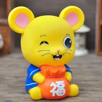 

Zodiac Mouse Piggy Bank Cute Rat Money Boxes Kid Lucky Coin Can with Lngot Lucky Bag for Home Decor Children Gift Toys