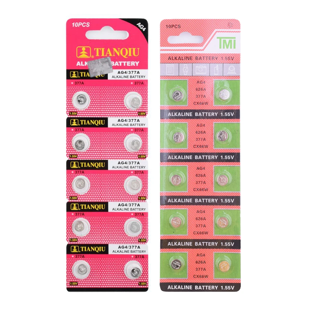 YCDC 10-100Pcs 1.55V AG4 SR626 177 Alkaline Button Cell Batteries For Watch Toys Remote Coin Battery 626A 377A CX66W Single Use