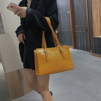 

Retro Stone Pattern Women's Handbag 2020 Winter Casual Solid Tote For Female Soft Leather Office Ladies Flap Shoulder Bag Travel