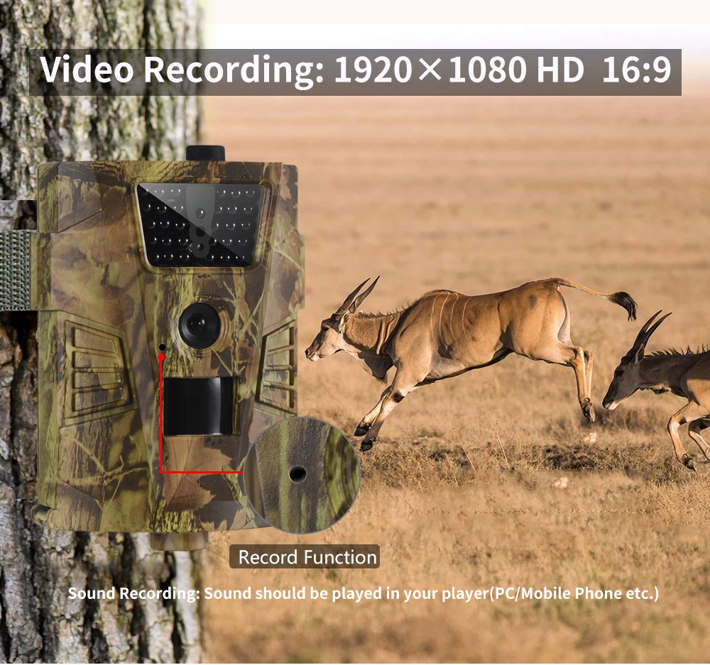 12MP 1080P Trail Hunting Camera Wildcamera Wild Surveillance HT001B Night Vision Wildlife Scouting Cameras Photo Traps