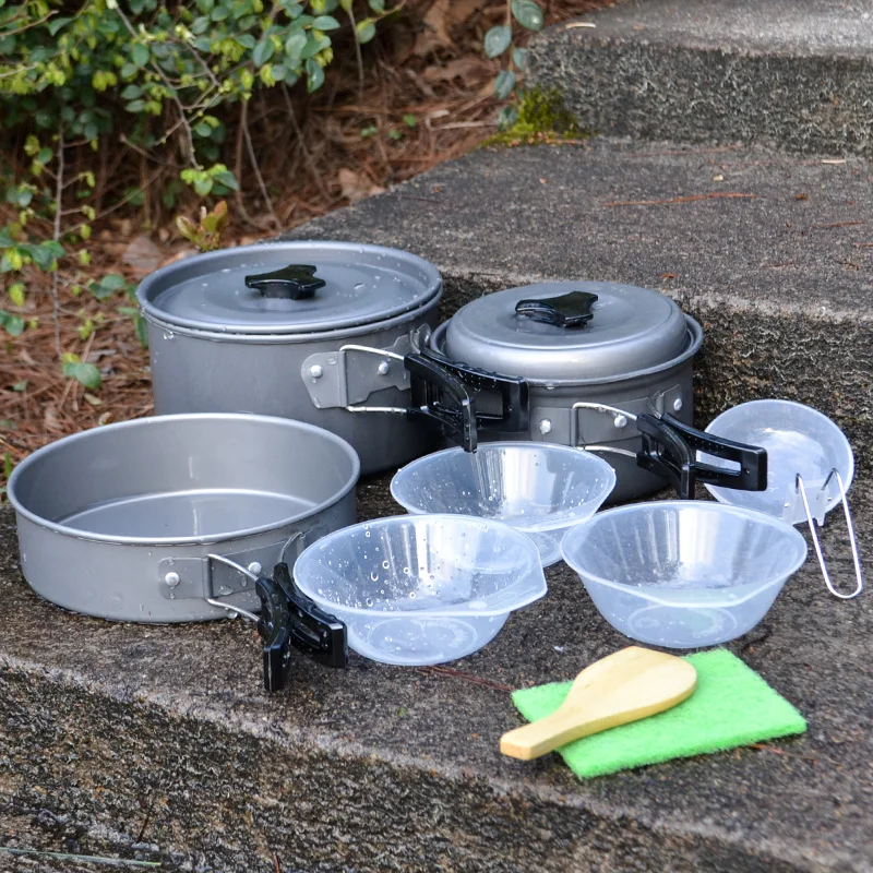 

Camping Ultralight Backpacking Aluminum Cookware Tableware Portable Kitchen Utensils Cooking Utensils Pot Pan Set X453D