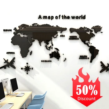 

World Map wall paper Acrylic Wall Sticker Office Living Room Decor Background Company Enterprise Sticker 3D Stereo Wall Sticker