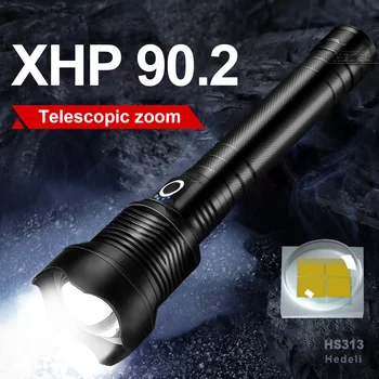 

350000cd XHP90.2 most powerful led flashlight usb Zoom Tactical torch xhp50 18650 Rechargeable flash light xhp90 camp hand light