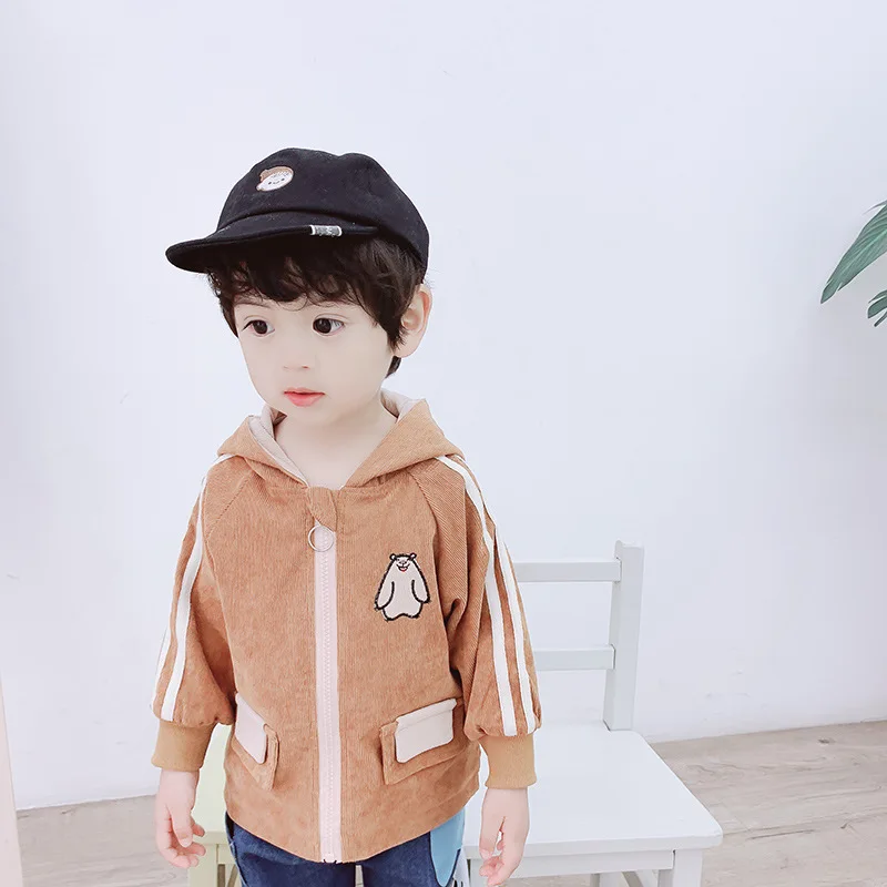 

2020 Childrenswear Spring And Autumn BOY'S Infant Baby Girls Cute Coat in Corduroy Hoodie Jacket Children Long Sleeve