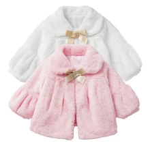 От 1 до 6 лет, 1 предмет, милое весенне-осеннее пальто для маленьких девочек однотонная зимняя теплая верхняя одежда с длинными рукавами и бантом для маленьких девочек
