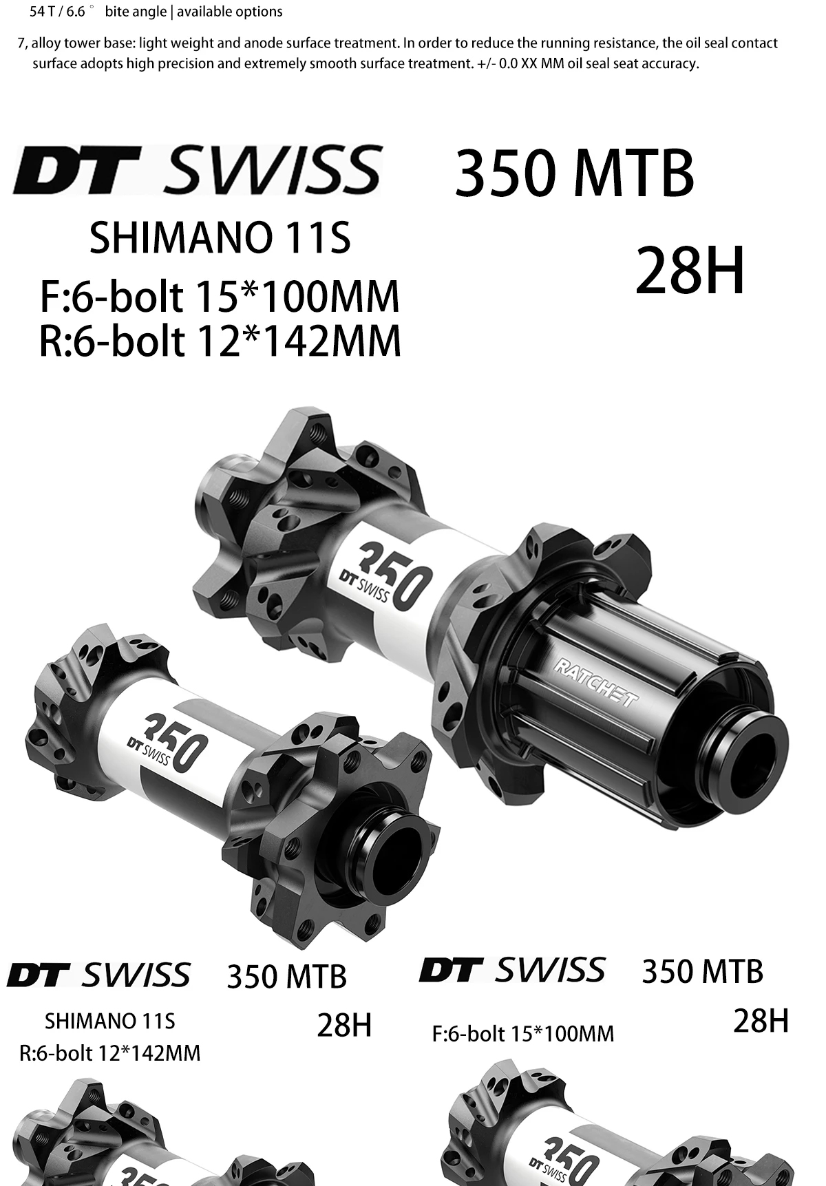 Original Dt Swiss 350 Bicycle Disc Brake Hub Mtb 6-bolt 28h