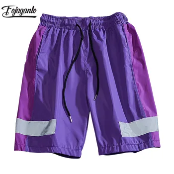 

FOJAGANTO Quality Brand Men Casual Pockets Shorts Summer Men's New Reflective Strip Shorts Male Fashion Casual Shorts