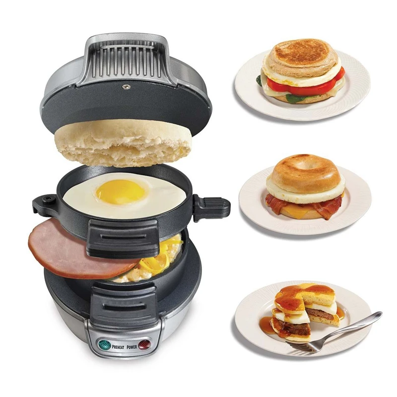 Electric Egg Sandwich Maker Mini Grill Pancake Panini Baking Plates Toaster Multifunction Non-Stick Hamburger Breakfast Machine