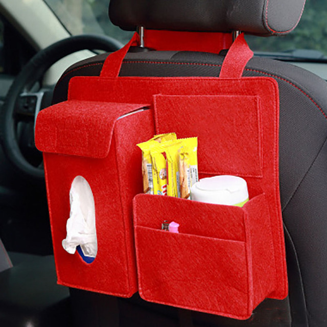Back Seat Storage Bag Organizer Hanging Bag Paper Towel Mobile Phone Storage Felt Bag  Debris Organizer Accessories