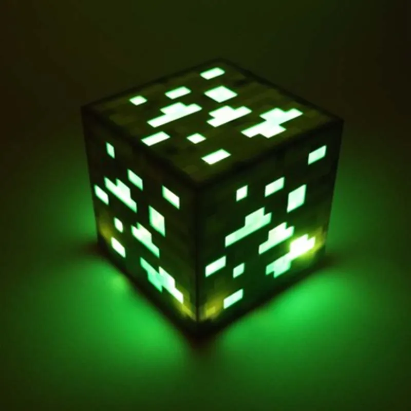 Игра Minecraft светящиеся игрушечные лошадки краснозонная руда квадратный Minecraft ночник светодиодный рисунок в стиле Minecraft игрушки с подсветкой
