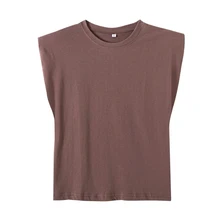 2021 New Spring Women spallacci profilo gilet T Shirt donna Solid Loose top T1370