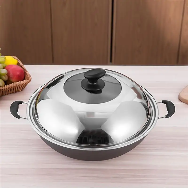 Stainless Steel Lid Pan Cover Stainless Wok Frying Pan Stainless