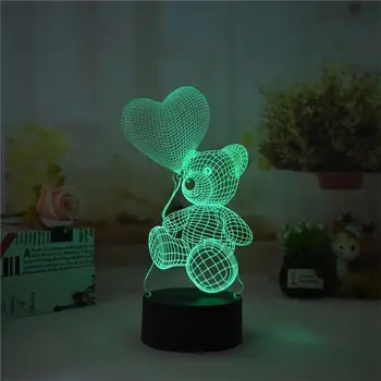 

Night Light USB Charging Christmas Xmas Decoration Cartoon Table Lamp Adorable Bear 3D Gifts Home Decor Modern Bright