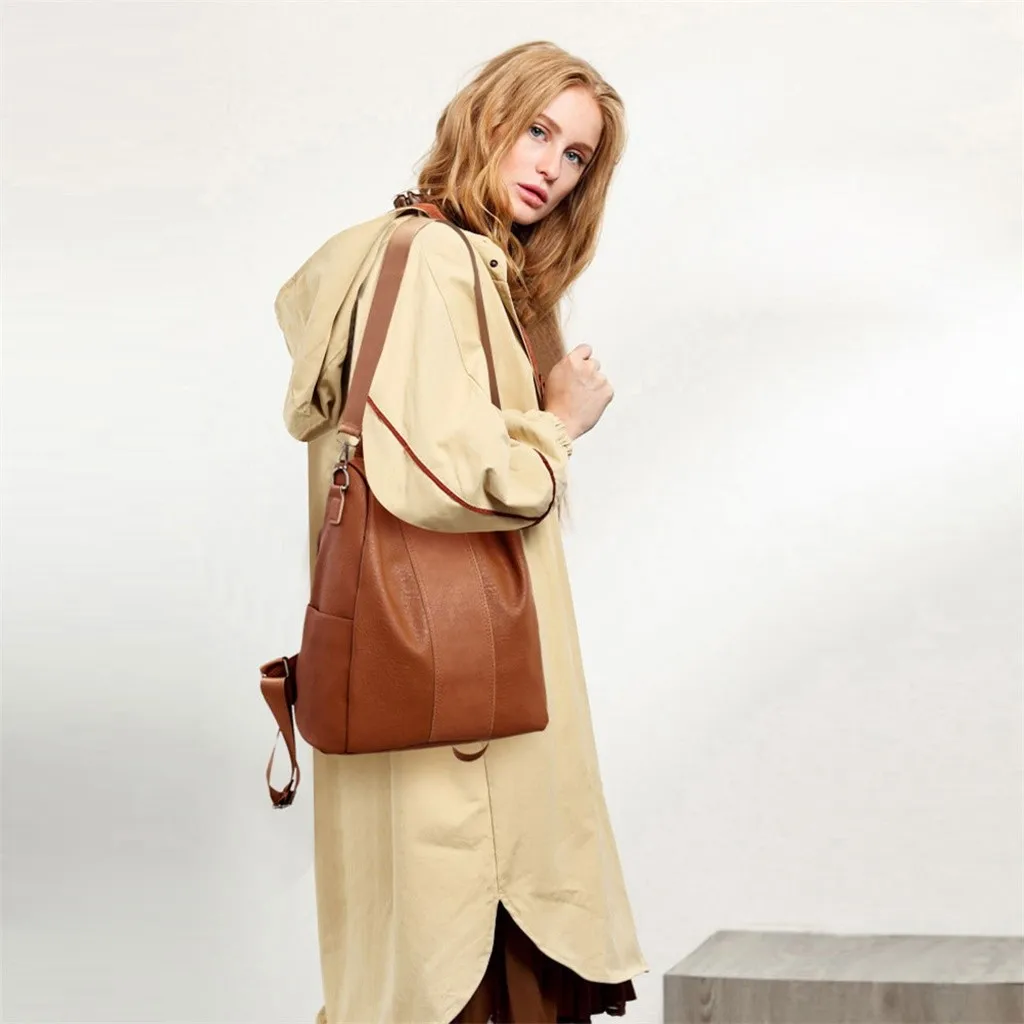 

Woman Anti-theft Backpack Bag Casual Wild Shoulder Bag Soft Leather Dual-Use Small Backpack Fashion Women Solid Color Travel Bag