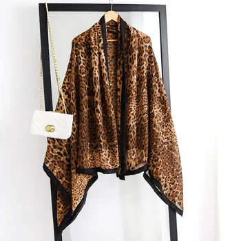 

2019 Leopard Winter Women Cotton Linen Scarf Pashmina Shawls And Wraps Female Foulard Hijab Wool Stoles Scarves Bandana Cachecol