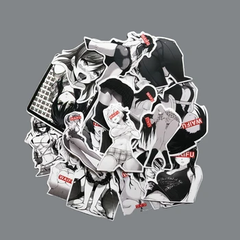 

30PCS Black and white Cartoon Bunny Girl Sticker Beauty Otaku Welfare Trend Suitcase Graffiti Sticker For Notebook Fashion