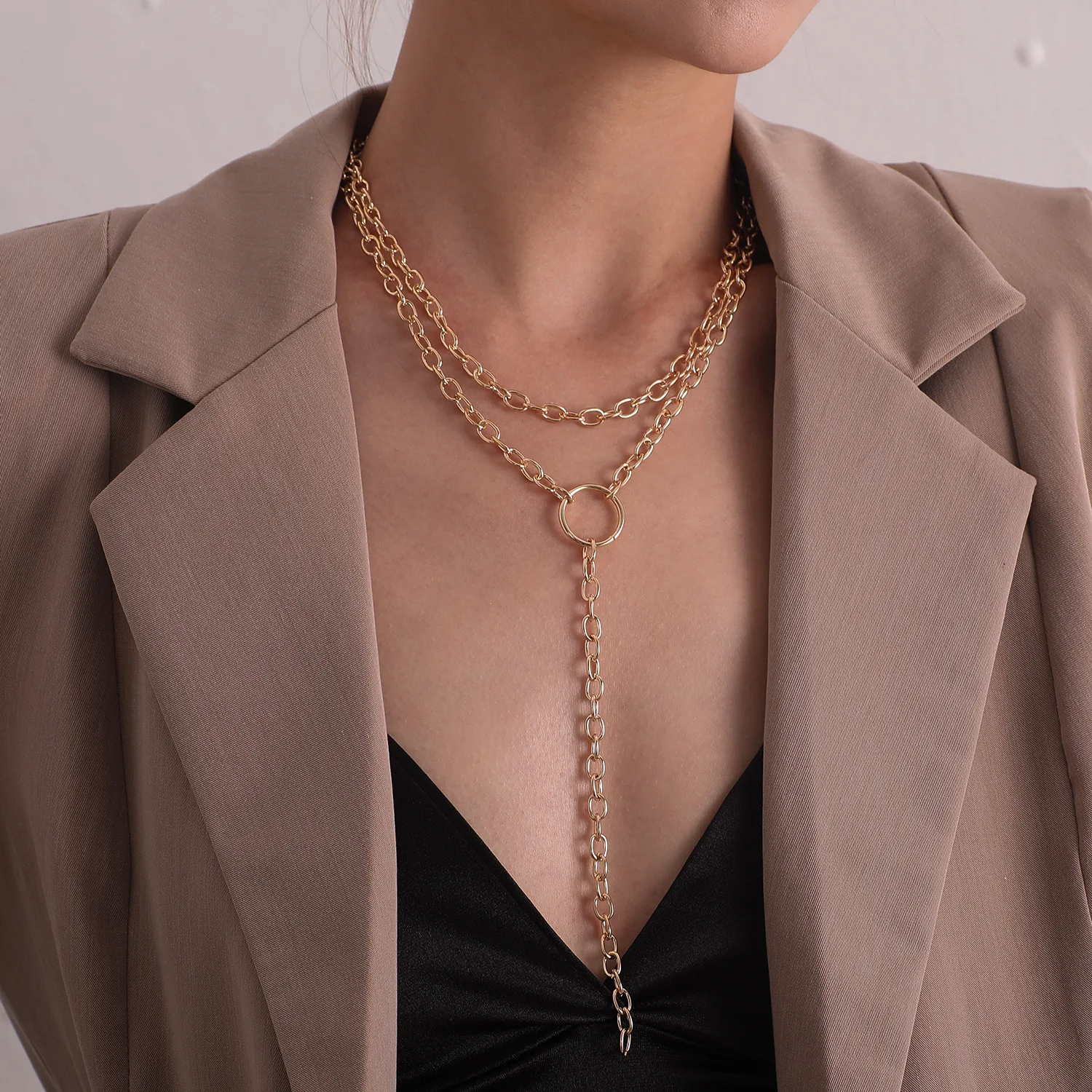 Simple Chains Choker Circle Pendant Long Chain Necklaces for Women Gold Silver Color 2020 Fashion Jewelry Clavicle Hip-hop | Украшения и