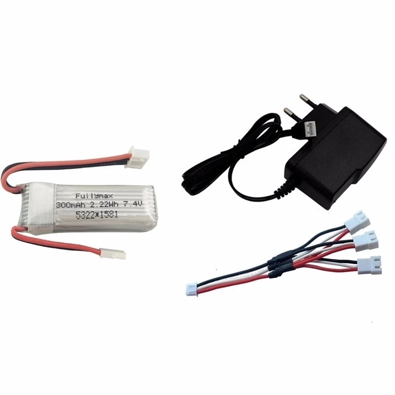 7,4 V 300mAh Li-Po аккумулятор для WLtoys F959 RC Дрон запасные части для XK DHC-2 A600 A700 A800 A430 2,22 WH 7,4 v комплекты зарядного устройства - Цвет: Черный
