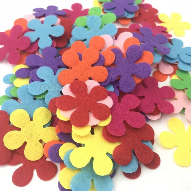 Craft Fabric Flowers Felt Appliques for Decorative Clothing (200Pcs)