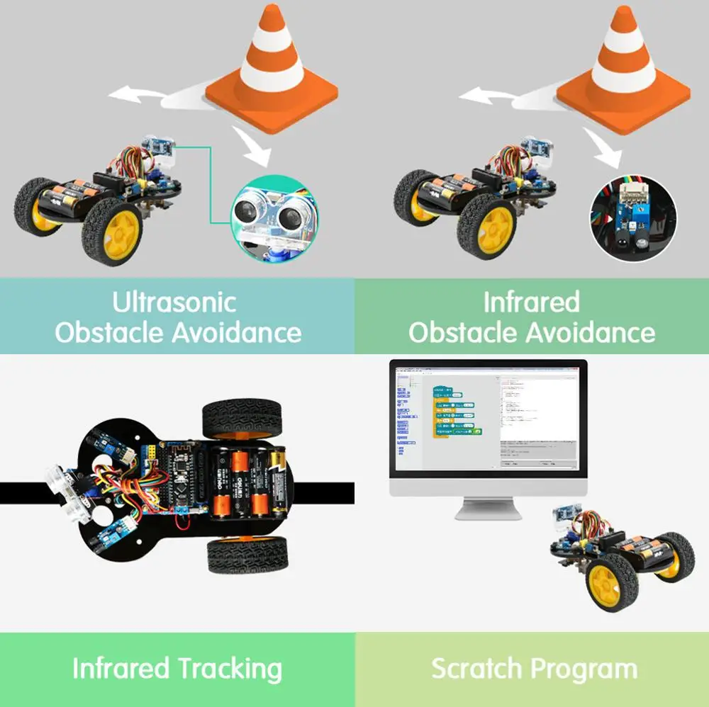 Умный автомобильный стартовый набор роботов для Arduino R3 с обучающим руководством