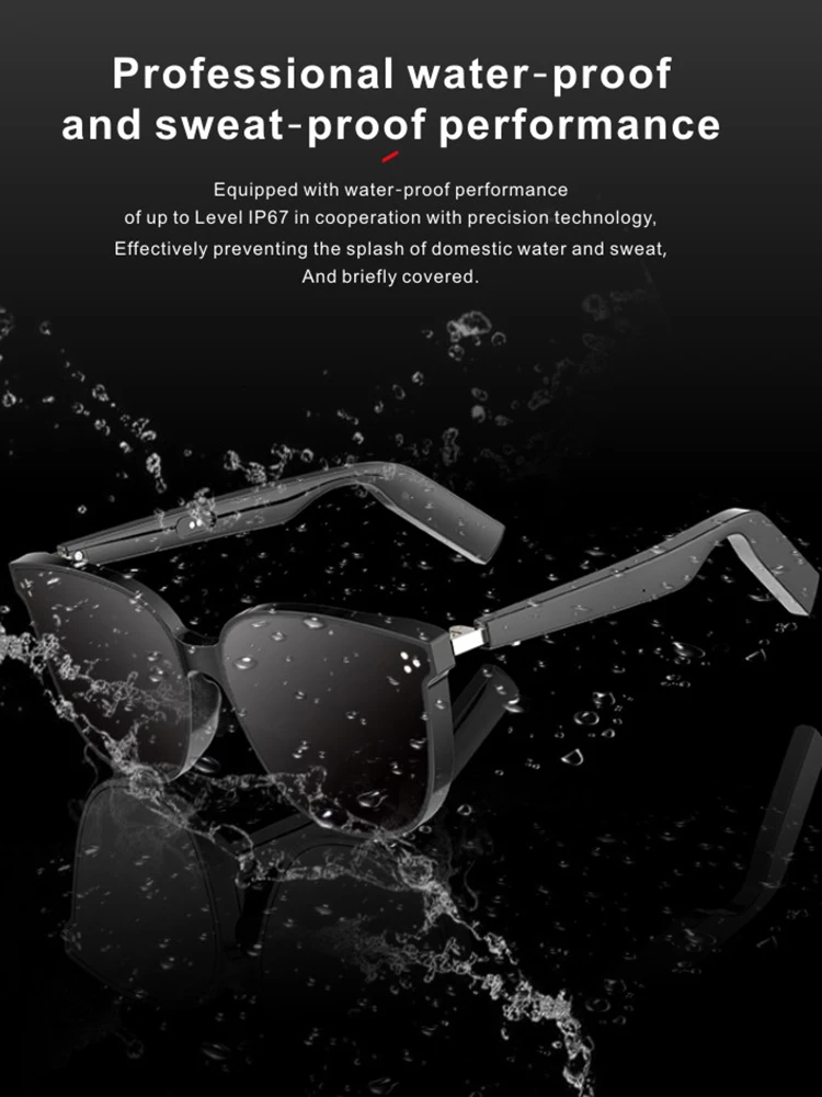 Bluetooth 5.0 Smart Glasses IP67 Waterproof TWS