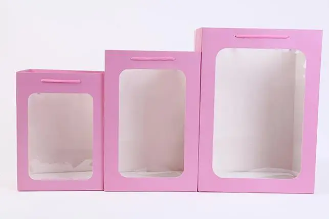 Цветочные сумочки прозрачный букет Подарочная сумка свадебный фестиваль конфеты бумажный упаковочный пакет boite dragees mariage упаковка для мыла - Цвет: pink