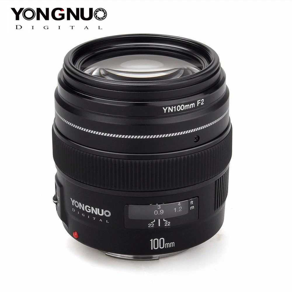 Светодиодная лампа для видеосъемки YONGNUO 100 мм YN100mm F2 фиксированным фокусным расстоянием большой апертурой Средний Телеобъектив Объектив с фиксированным фокусным расстоянием объектив IS USM для Canon EF крепление 5D 5D Характеристическая вязкость полимера 1300D T6 760D 1300D Nikon Камера