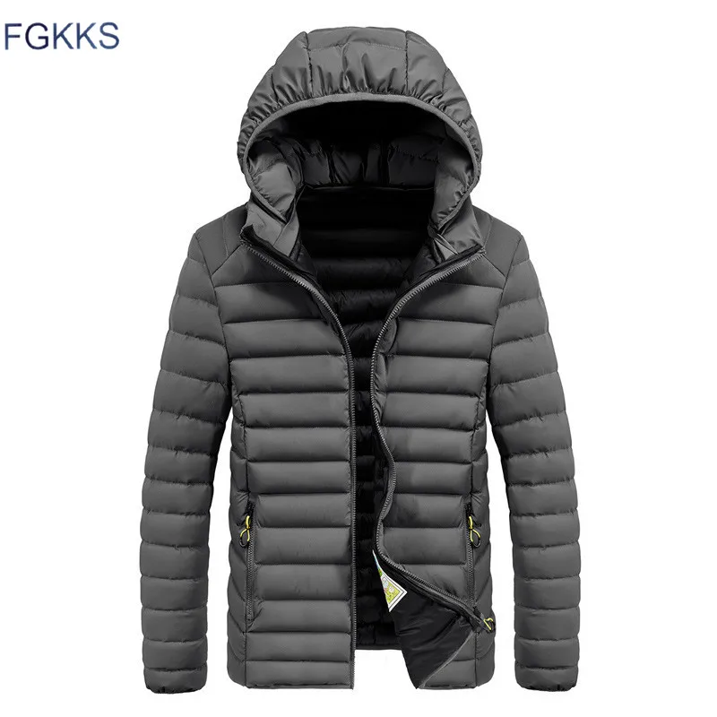 

FGKKS Winter Brand New Men Parkas Coat Male Fashion Wild High Quality Hooded Parka Men's Casual Solid Color Warm Parka Coat