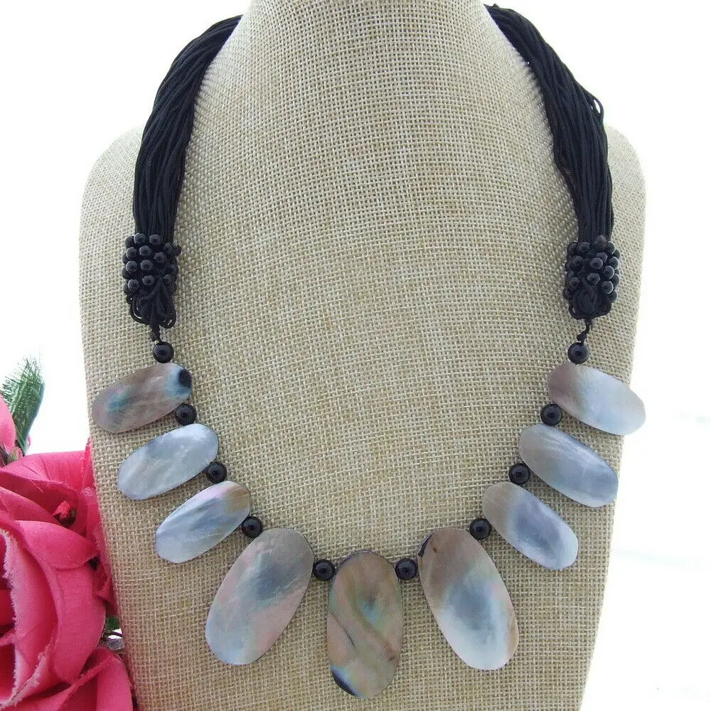 

S112606 20" 21x43MM Shell Onyx Necklace