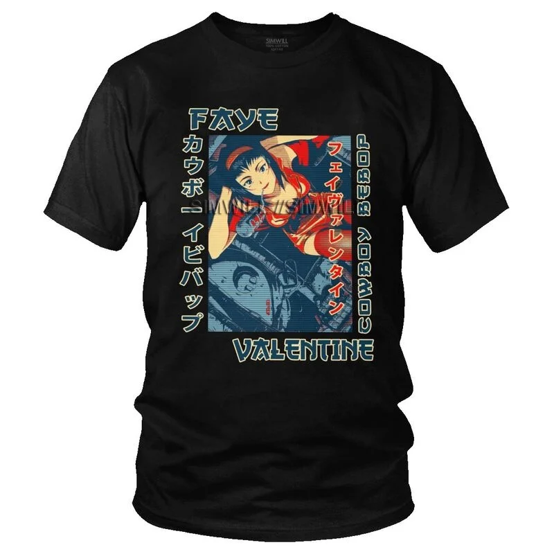 Cowboy Bebop Faye Valentine T-shirt Men Fashion T Shirt Short Sleeve Cotton Anime Manga Tshirt Unique Tee Top