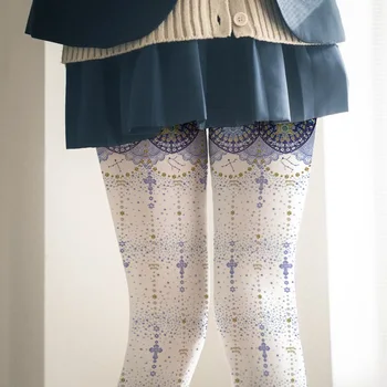 

NEW sunmer sweet lovely Japanese lolita girl's Velvet tights 80D vintage Starry sky print blue Pantyhose Stockings HR