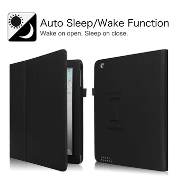 

For iPad 2 3 4 Case PU Leather Cover for Funda iPad 2 3 4 Stand Pencil Holder Case Slim Tablet A1395 A1396 Case + Film