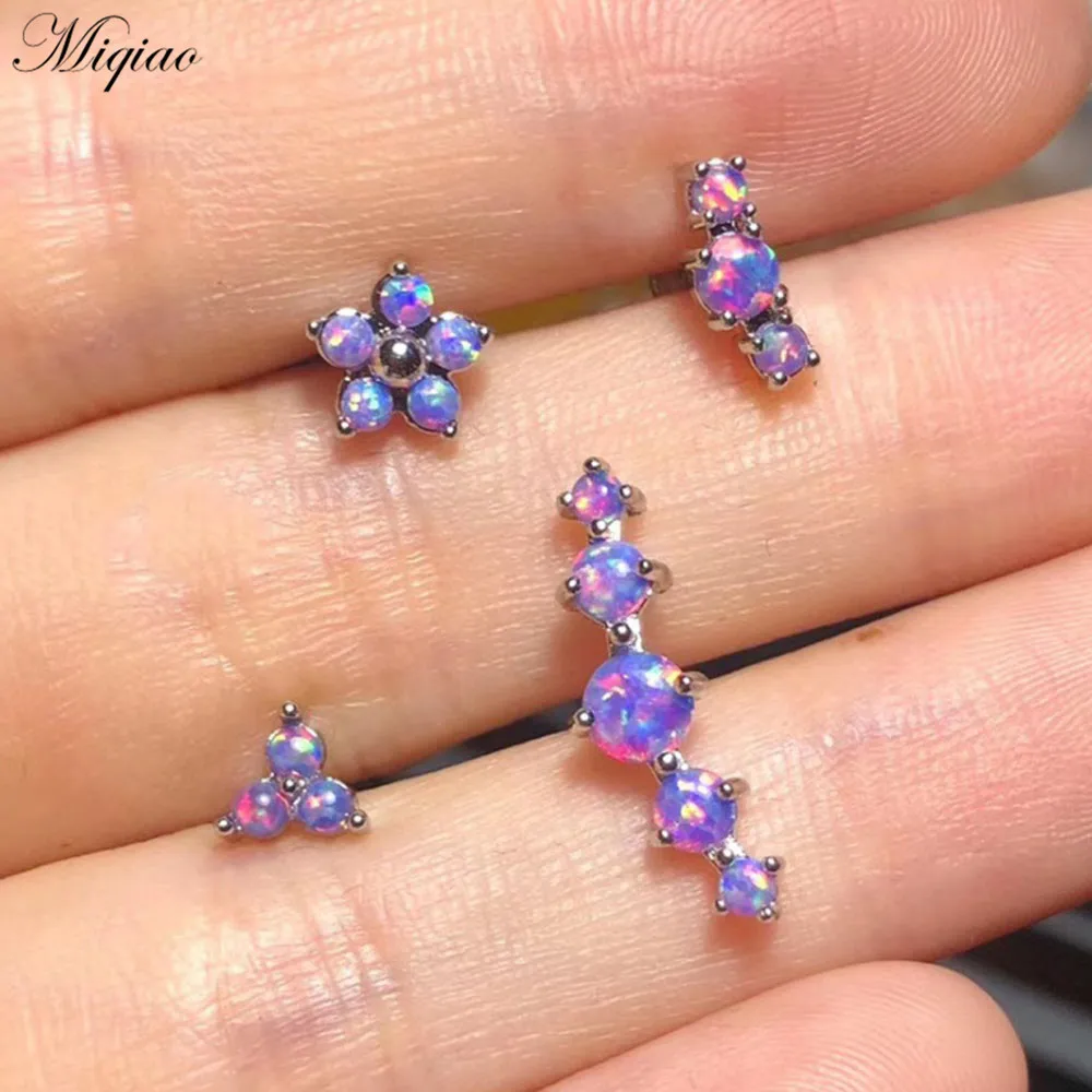 Miqiao 4pcs Explosive New Product Sweet Stainless Steel Nose Ring Ear Bone Stud Earrings Multifunctional Set Piercing Jewelry