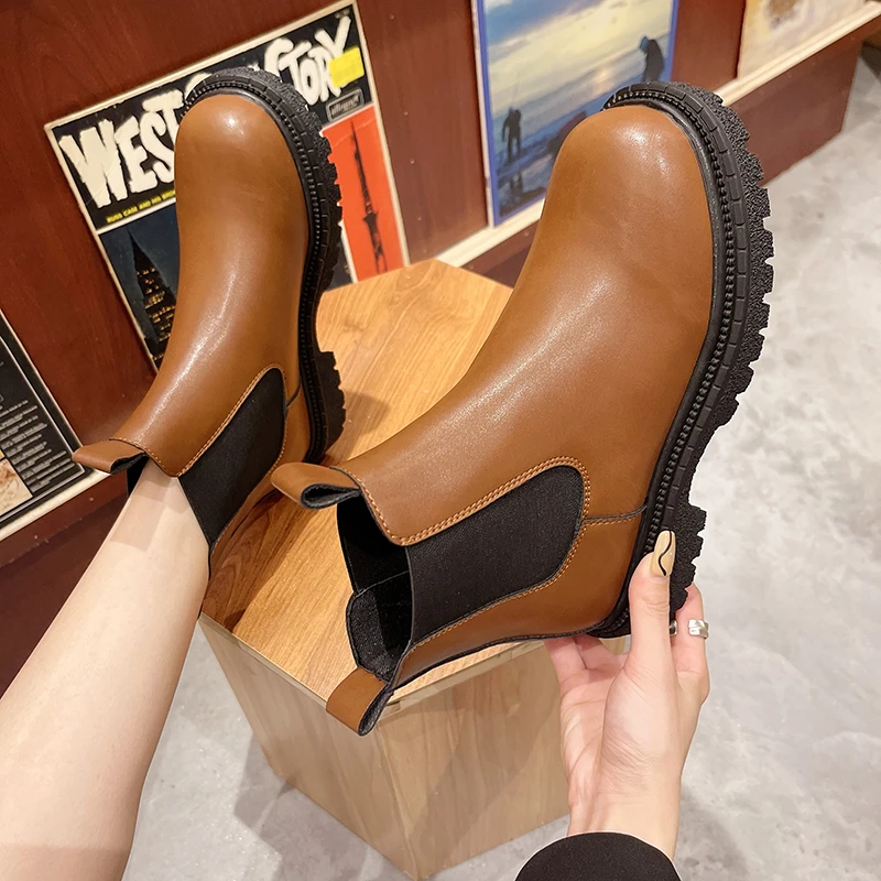 Botas tobilleras con y punta redonda para mujer, botines de goma, Lolita, para otoño|Botas hasta el tobillo| - AliExpress