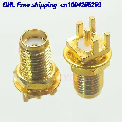

DHL 200pcs SMA female jack bulkhead solder PCB clip edge mount straight female connector 22-ct