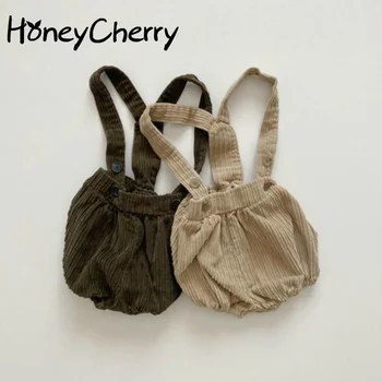 

2020 Autumn and Winter New Baby Corduroy Baby Bodysuit Crawling Clothes One-Piece Foam Shoulder Strap Triangle Shorts