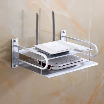 

Space aluminum TV set-top box wall-mounted home wireless router rack bracket free punch YH109112