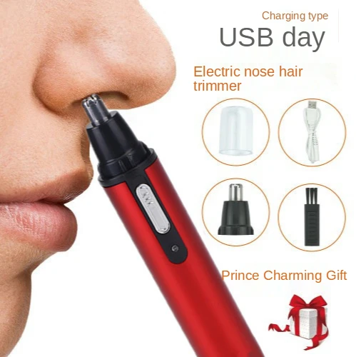 Rechargeable Nose Hair Trimmer Electric Removal Clipper Razor Shaver Trimmer Epilators High Quality Eco-Friendly nose trimmer Red