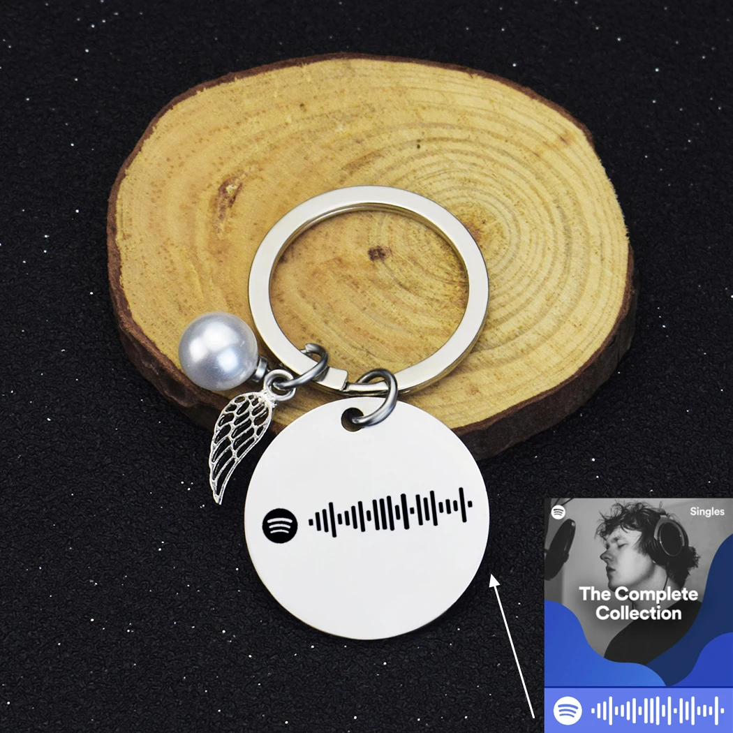 Personalized Music Code Keychain with Engraved QR Code