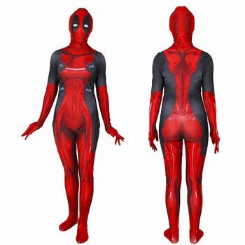 

Anime Marvel Deadpool Wade Wilson Cosplay Costumes Women Girls Zentai Spandex Catsuit Jumpsuits Bodysuit Party Halloween Suit