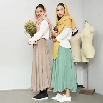 

Cotton Linen Midi Long Summer Skirt Women 2020 Fashion Irregular High Waist Vintage Sun School Skirt Female
