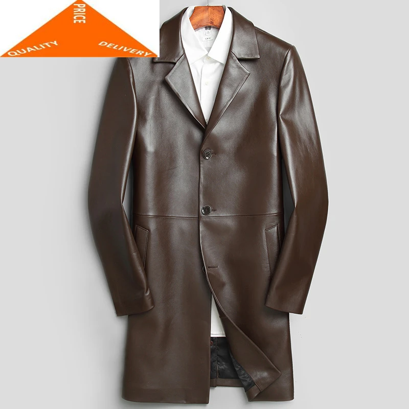 Leather Jacket Genuine Men Winter Autumn Clothes 2020 Fashion Man Business Jackets Long Real Sheepskin Coat Chaqueta 9806 | Мужская