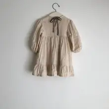 Осеннее хлопковое кружевное платье принцессы с длинными рукавами для девочек платье для девочек в пасторальном стиле праздничное платье для девочек