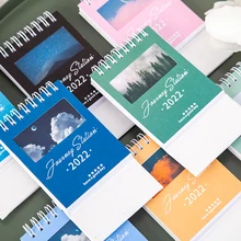 Mini calendrier de bureau en papier, série de Station de vente à voyage 2022, double calendrier quotidien, planificateur de Table, organisateur Agenda annuel