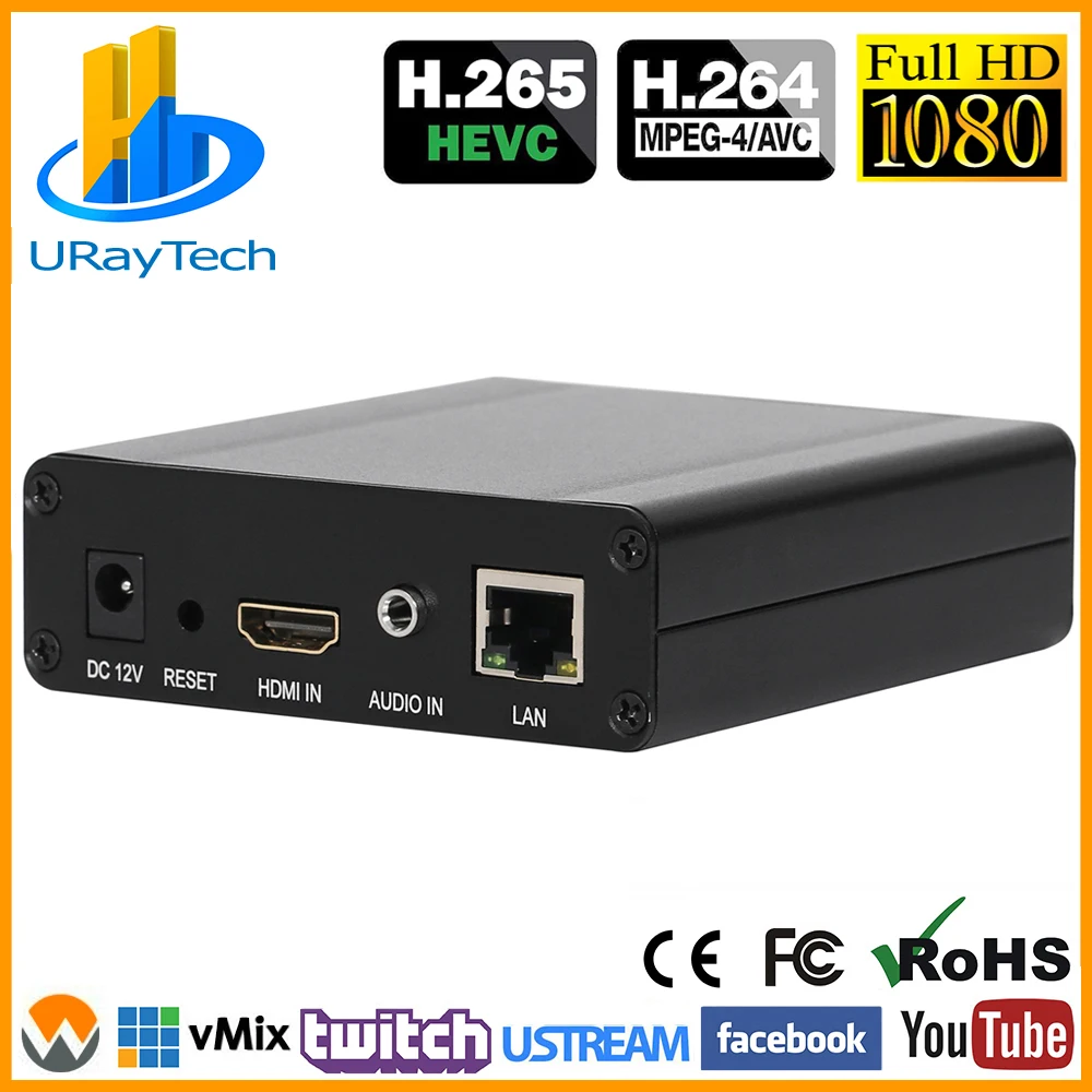 1080P 1080i HEVC H.265 H.264 HD HDMI Потоковое видео Encocder IPTV к IP передатчику H264 с RTMP RTMPS M3U8 UDP ONVIF|video