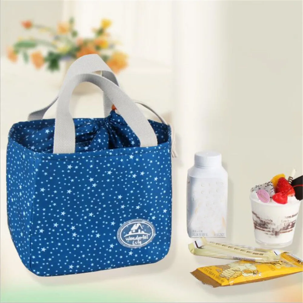 1Pc Floral Snowflake Cartoon Printing Portable Lunch Thermal Insulated Box Tote Cooler Bag Bento Pouch Lunch Storage Case