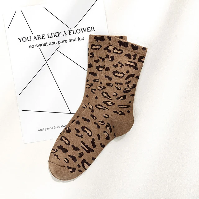 Khaki Г. Лидер продаж, повседневные, эластичные, модные, персональные, высокое качество, мягкие, леопардовые короткие носки популярные женские носки для девочек - Цвет: Khaki