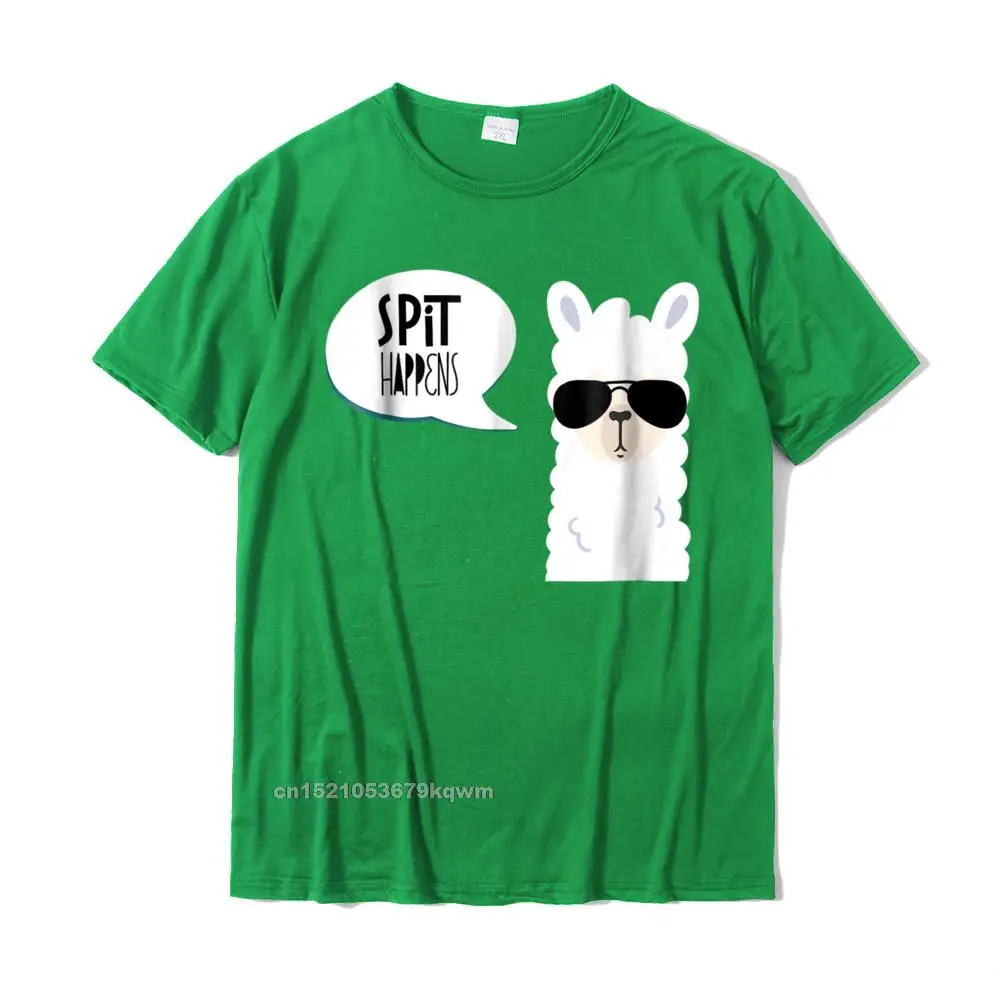 Birthday Short Sleeve Tops Shirt Summer Autumn Round Collar 100% Cotton Men Top T-shirts Summer Birthday Tops Shirts Brand Funny quot Spit Happens quot Llama Tshirt__4462 green