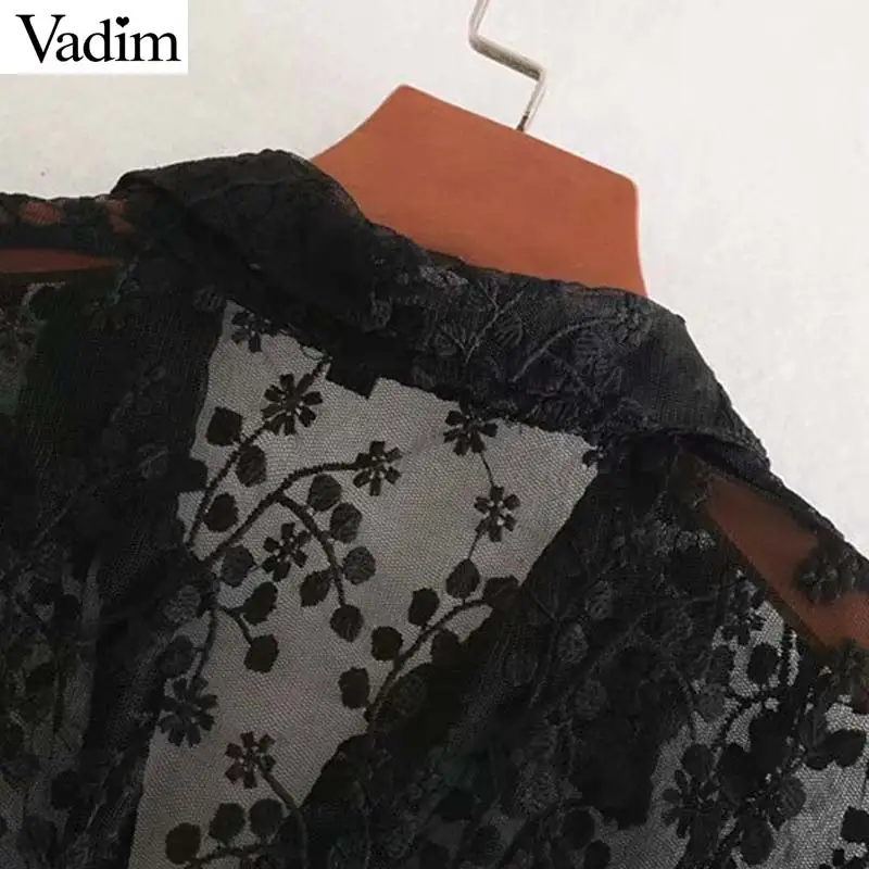 Vadim женское платье миди с вышивкой, с длинным рукавом, прозрачное, женское, повседневное, элегантное, прямое, шикарное, vestidos QC916